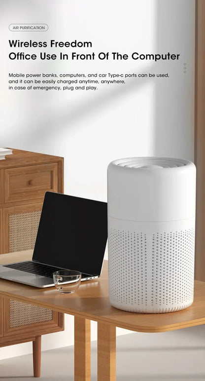 Air Purifier Smoke Odor Negative Ion Generator Household HEPA Air Purifier Efficient Purifying Air Formaldehyde for Car and Room