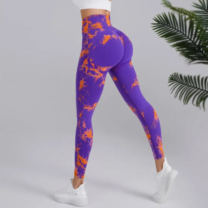26 Colors Tie-dye High Elastic Yoga Leggings 2025 Women High Waist Fitness Outfits for Women Sports Gym Athletic Jogging Workout
