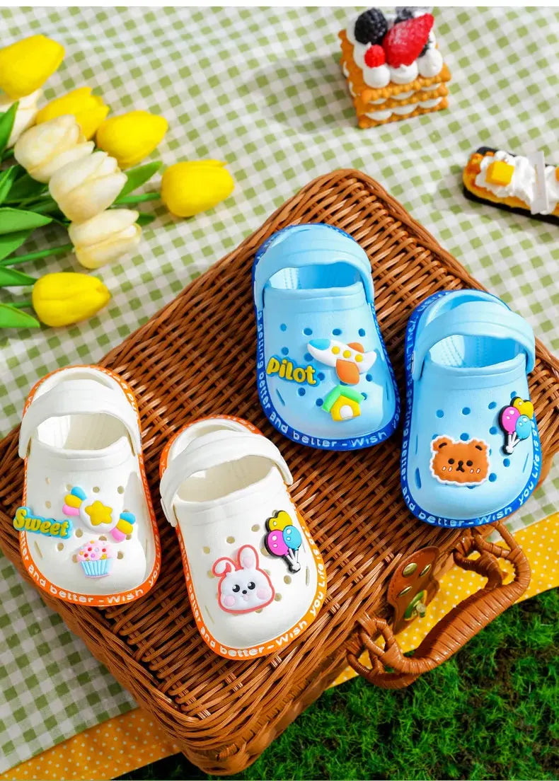Summer Kids ShoesSandals Hole Children's Shoes Slippers Soft Anti-Skid Cartoon Design Hole Baby Shoes Sandy Beach For Boys Girls