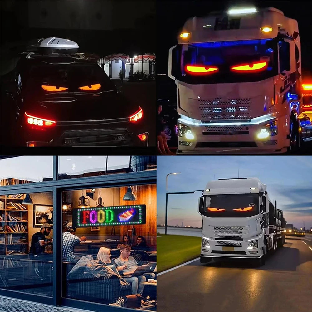 Car Devil's Eye LED Matrix Pixel Panel APP Remote Control Scrolling Message Board DIY Programmable Flexible LED Display