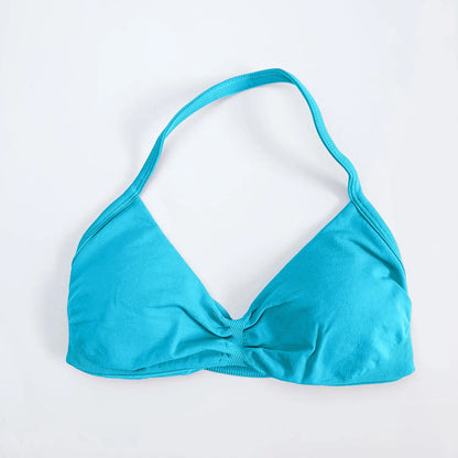 NCLAGEN Impact Strappy Bra Gym Top Women High Support Impact Thin Strap Halter Sports Seamless Bras Scrunch Workout Yoga Tank