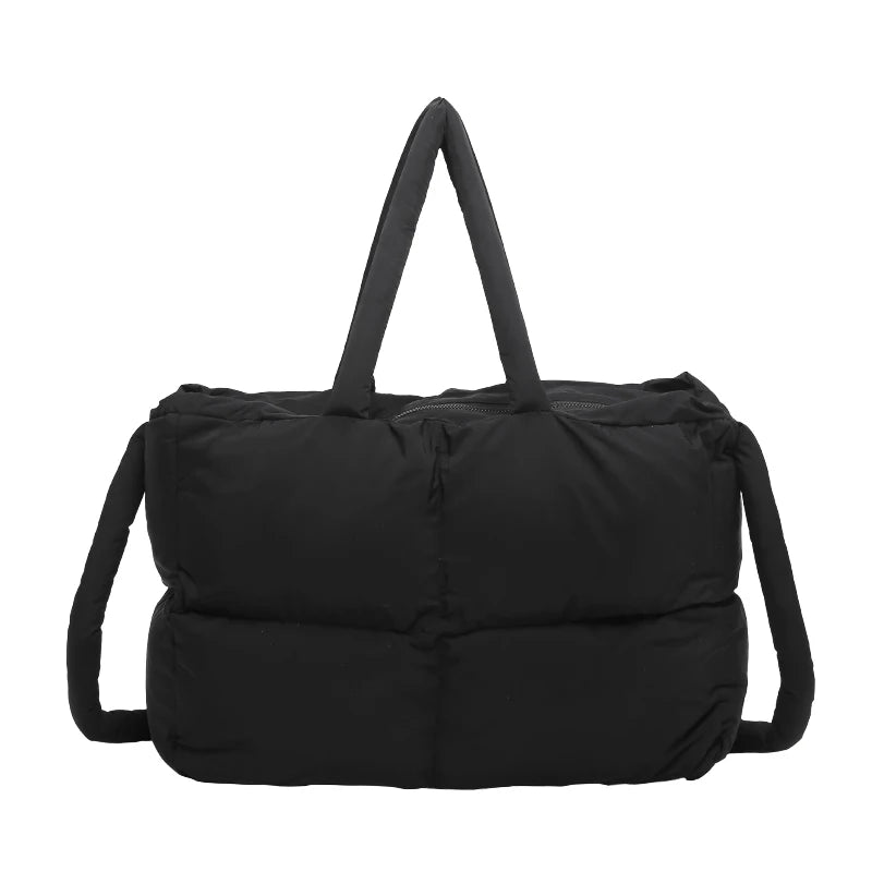 Puffer Tote Bag for Women Lightweight Down Cotton Padded Crossbody Bag Large Capacity Handbag Puffy Purse for Shopping Travel ﻿