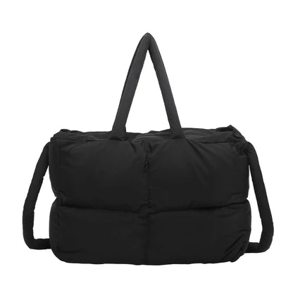 Puffer Tote Bag for Women Lightweight Down Cotton Padded Crossbody Bag Large Capacity Handbag Puffy Purse for Shopping Travel ﻿