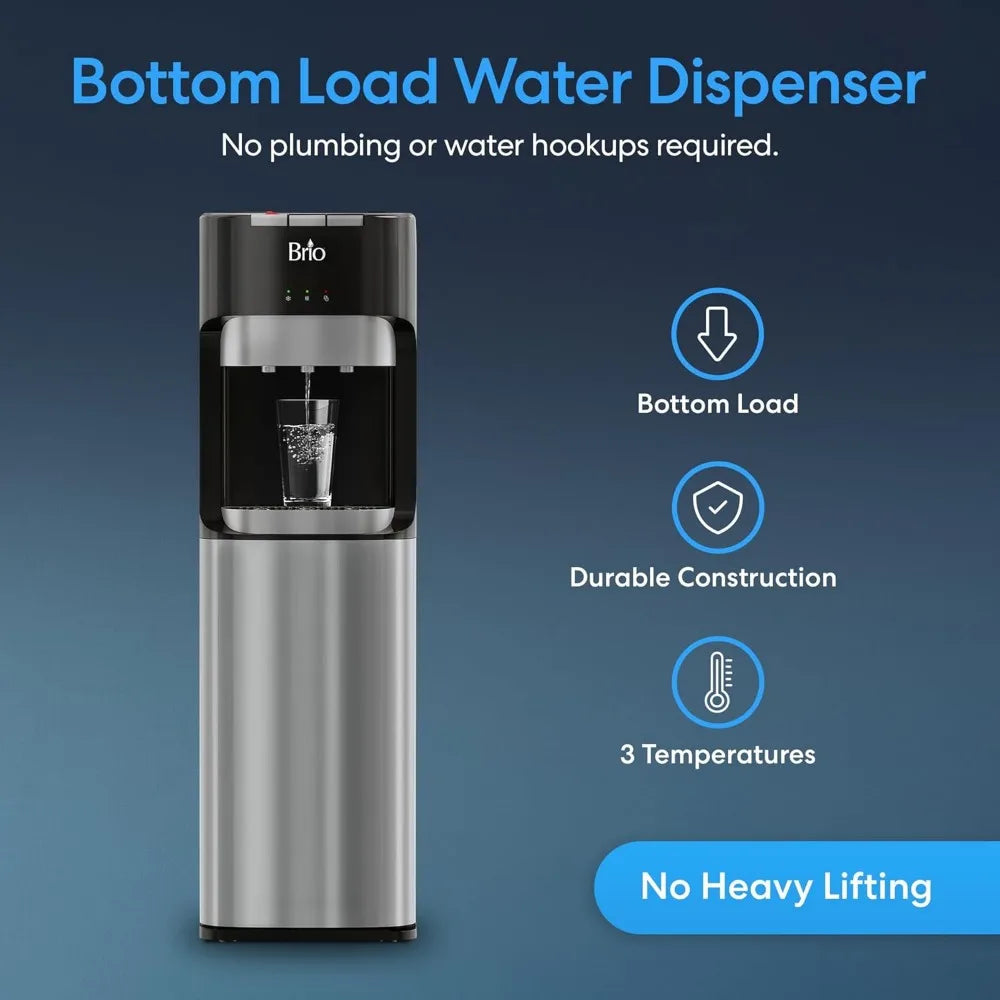 Bottom Loading Water Cooler Dispenser for 5 Gallon Bottles - 3 Temperatures with Hot, Room & Cold Spouts, Child Safety Lock
