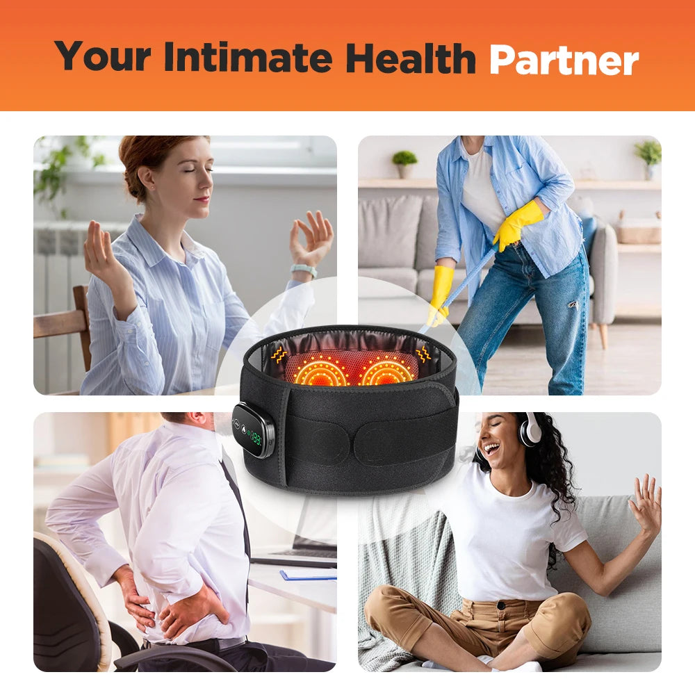 Rechargeable Heated Waist Massager 100 LEDs Red Light Decompression Lumbar Support Belt Blood Circulation Disc Herniation Relief