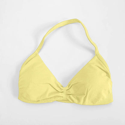 NCLAGEN Impact Strappy Bra Gym Top Women High Support Impact Thin Strap Halter Sports Seamless Bras Scrunch Workout Yoga Tank