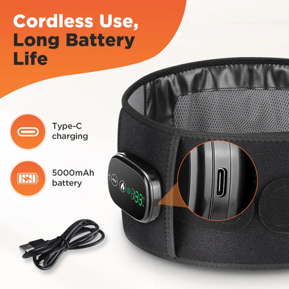 Rechargeable Heated Waist Massager 100 LEDs Red Light Decompression Lumbar Support Belt Blood Circulation Disc Herniation Relief
