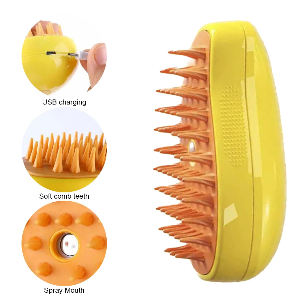 Cat Steam Brush Dog Massage Comb with Electric Water Spray Soft Silicone Pet Grooming Brush for Removing Tangled and Loose Hair