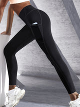 New High Waist Women's Leggings Stretch Yoga Pants Tights With Pockets Push Up Fitness Running Sportswear Solid Color Pants