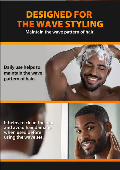 Deep Wave Control Pomade Shampoo Kit Biotin Prevent Hair Loss Edge Control Gel Sport Strong Hold Wave Hair Gel For African Men