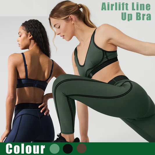 AL Yoga Fitness Suit Air Lift Line Up Bra Air Lift High Waist 7/8 Line Up Legging Slim Fit Comfortable Fitness Tops Tight Pants
