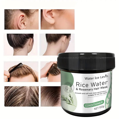 Rice Water Hair Mask Repair Damage Frizzy Treatment Scalp Hair Root Shiny Balm Straighten Soft Hair Care