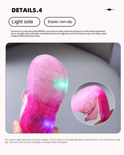 2024 Summer New Baby Girls Led Light Sandals Cute Hello Kitty Children's Casual Shoes Anti-slip Kids Beach Shoes Outdoor Shoes