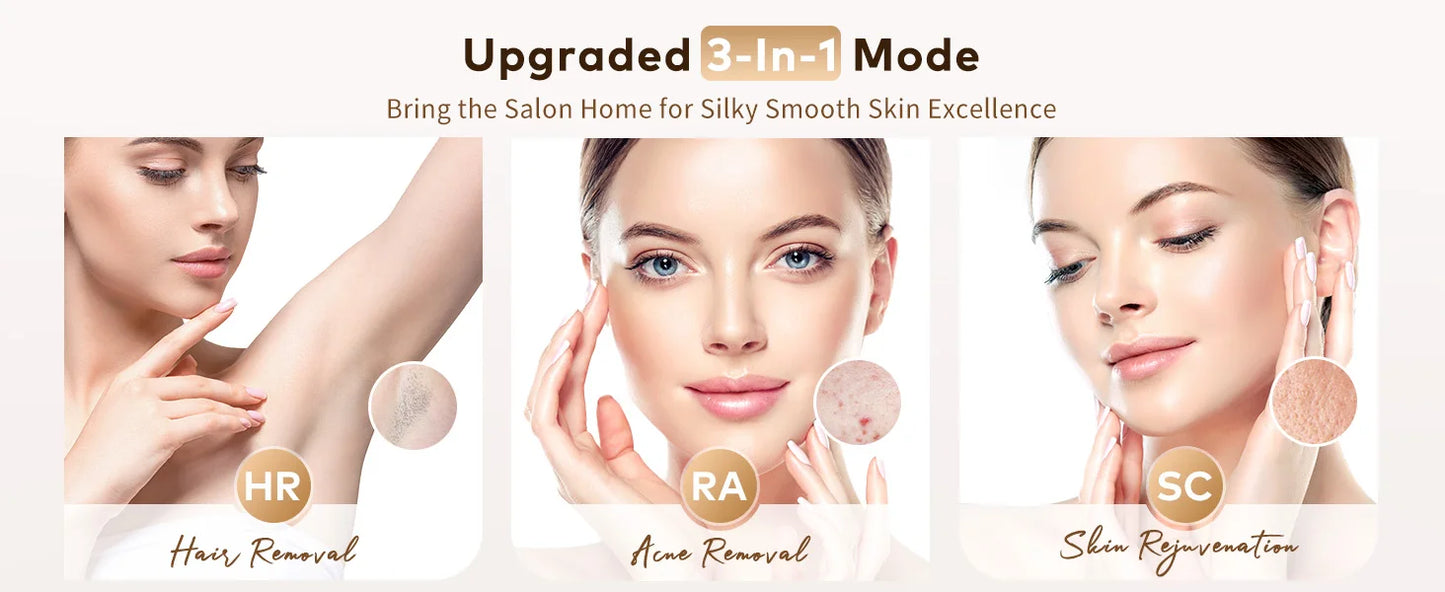 Permanent Laser Hair Removal Device Results in 4 Weeks Painless IPL Epilator 9 Levels 999900 Flashes Home Whole Body Treatment