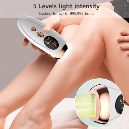 Portable IPL Laser Epilator 999999 Flashes - Painless, Permanent Hair Removal for Women’s Body and Bikini Line