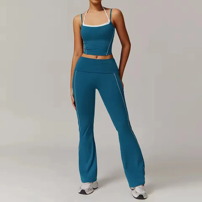 Gym Leggings 2 Pieces Yoga Set Sportswear Women Gym Clothes Yoga Suits For Women Fitness Vest Crop Top Tracksuits Sports Bra