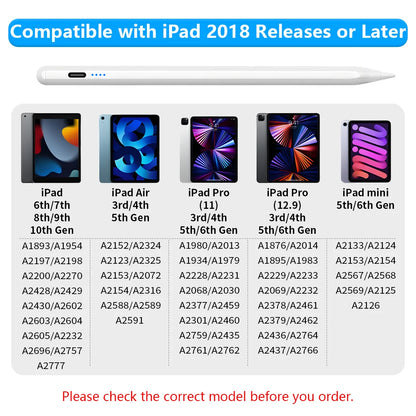 Stylus Pen For Apple Pencil with LED Power Indicators Palm Rejection Touch Pencil for 2022 2021 2020 2019 2018 iPad pencil