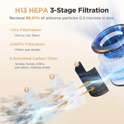 Purifiers for Home Large Rooms up to 1200ft², H13 True HEPA Purifier for Bedroom Pets with Fragrance Sponge, Timer