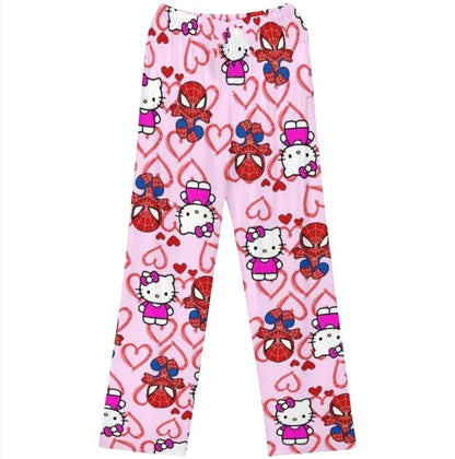 Spider Man Pajama Spring and Summer Korean Edition Couple Pants Spiderman Trousers Print Children Home Casual Long Sleep Pants