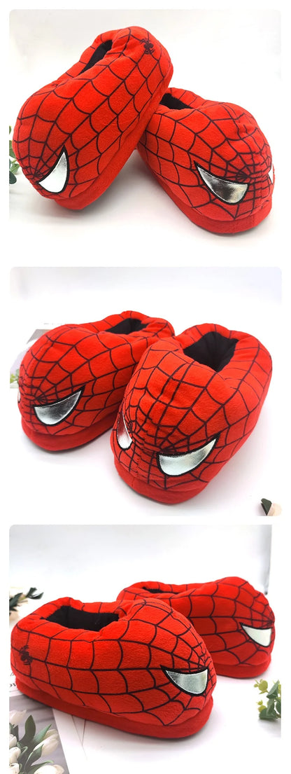 Cotton Slippers Spider Man Cartoon Couple Bag And Warm Shoes Men'S And Women'S All Inclusive Plush Shoes For Home Use Keep Warm