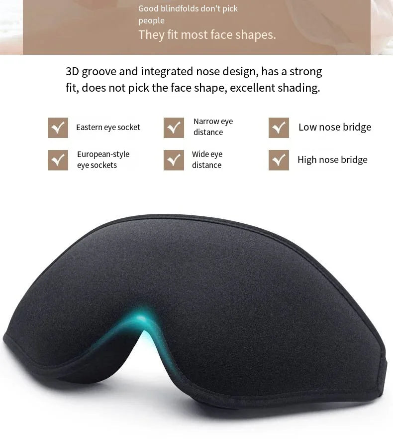 3D Sleep Mask Blindfold Sleeping Aid Eye Mask Soft Memory Foam Face Mask Eyeshade 99% Blockout Light Slaapmasker Eye Cover Patch