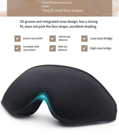 3D Sleep Mask Blindfold Sleeping Aid Eye Mask Soft Memory Foam Face Mask Eyeshade 99% Blockout Light Slaapmasker Eye Cover Patch