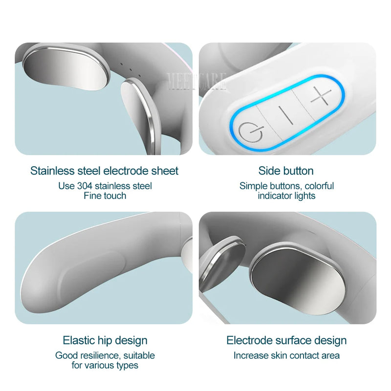 TENS Pulse Back Neck Massage Wireless Smart Sholder Cervical Massager Heating Relief  Pain Muscle Punch Beating Health