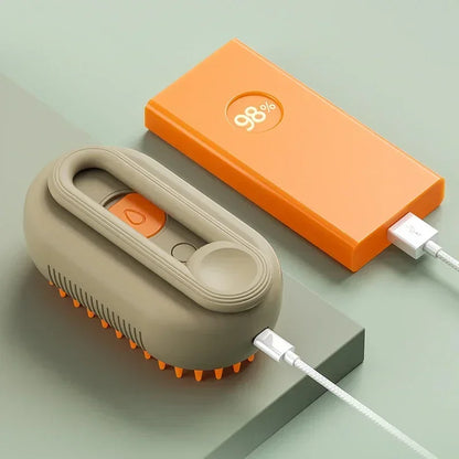 USB Rechargeable 3-in-1 Pet Grooming Brush with Steam Spray & Massage, Anti-Flying Hair Electric Bath Brush for Dog Cat Shedding