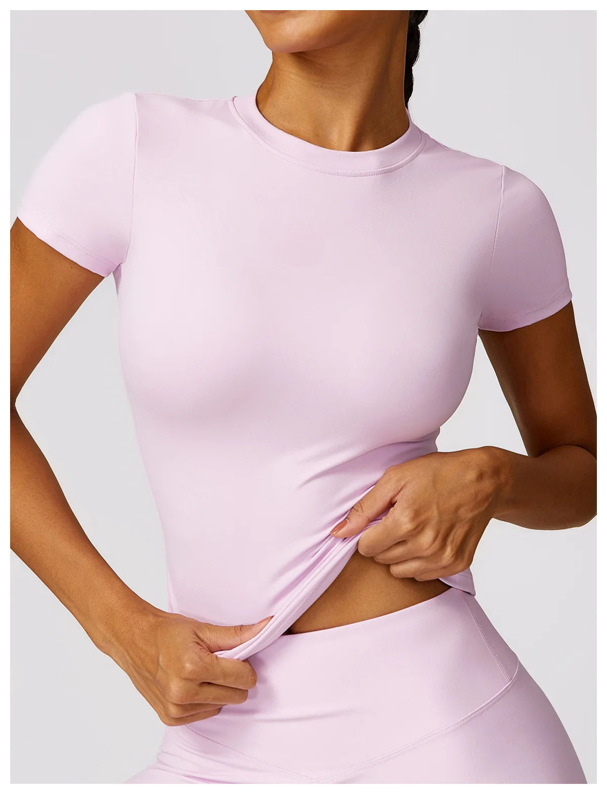 HGC Women's Sports T Shirt Summer Short Sleeve Running  Round Neck Breathable Stretchy GYM Yoga Slim Fitness Active Top Tee