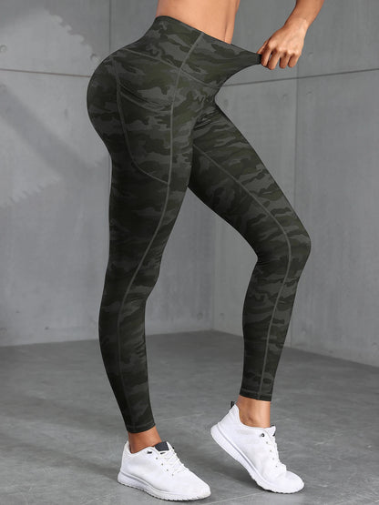 Women Camouflage Print High Waisted Sports Pocket Suitable For Running, Fitness, Yoga, Outdoor Adventure, Squat-Proof Leggings