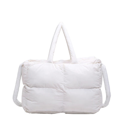 Puffer Tote Bag for Women Lightweight Down Cotton Padded Crossbody Bag Large Capacity Handbag Puffy Purse for Shopping Travel ﻿