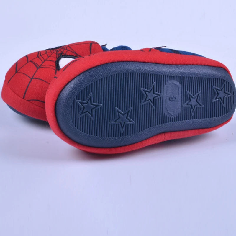 Disney Indoor Home Slippers Parent-child Heel Cotton Anti-skid Floor Children's Shoes Breathable Cartoon Red Slippers Size 26-46