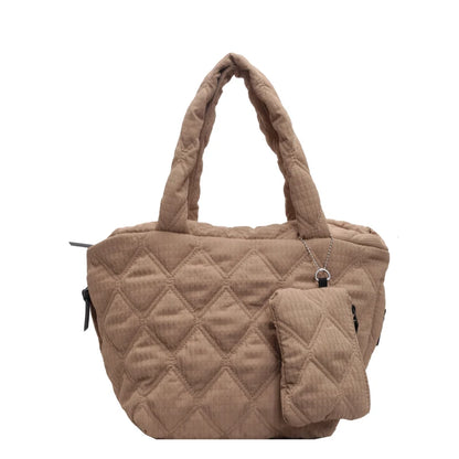Puffer Tote Bag for Women Lightweight Down Cotton Padded Crossbody Bag Large Capacity Handbag Puffy Purse for Shopping Travel ﻿