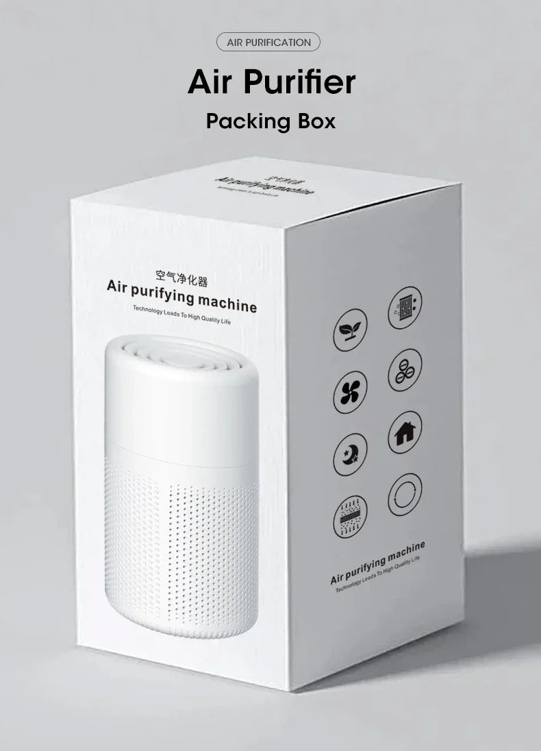 Air Purifier Smoke Odor Negative Ion Generator Household HEPA Air Purifier Efficient Purifying Air Formaldehyde for Car and Room