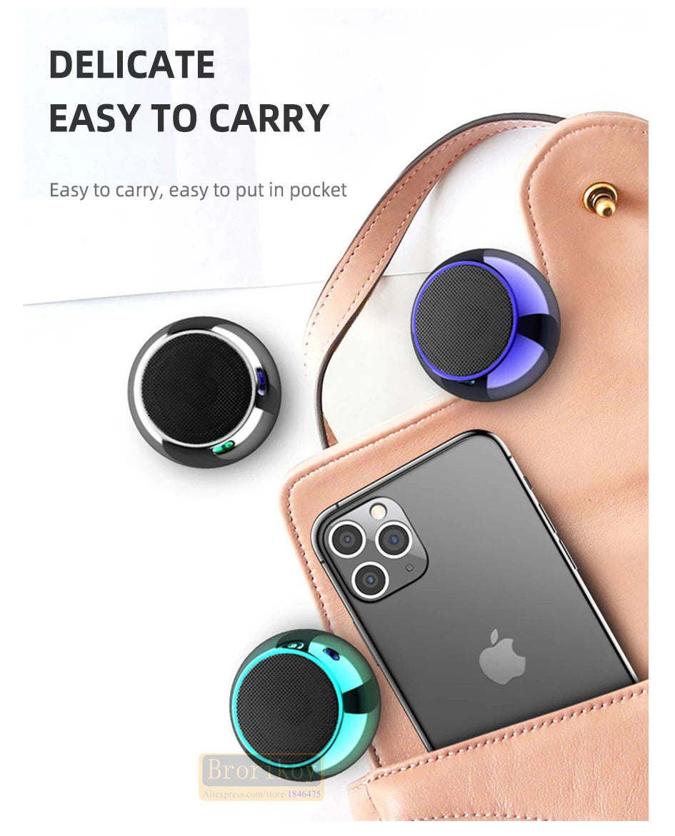 Metal Mini Wireless Bluetooth Speaker Hifi Portable Music Subwoofer Super Bass Stereo Column Mobile Phone Computer Music Player