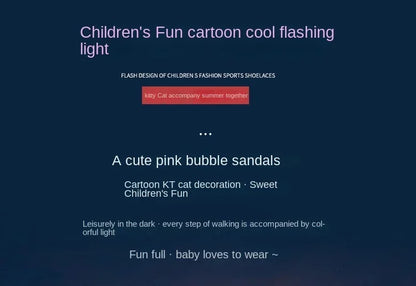 2024 Summer New Baby Girls Led Light Sandals Cute Hello Kitty Children's Casual Shoes Anti-slip Kids Beach Shoes Outdoor Shoes