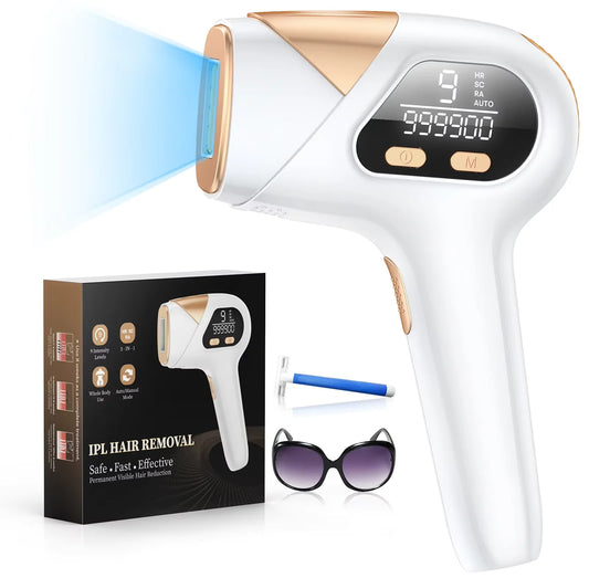 Permanent Laser Hair Removal Device Results in 4 Weeks Painless IPL Epilator 9 Levels 999900 Flashes Home Whole Body Treatment