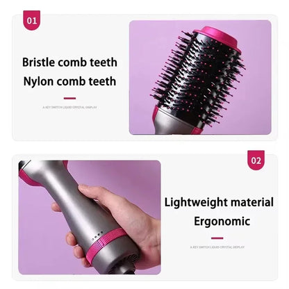 2025 New 3-in-1 Hot Air Comb Fluffy Comb Without Damaging Hair Dry And Wet Roll Straight Dual-Use Negative Ion Styling Comb