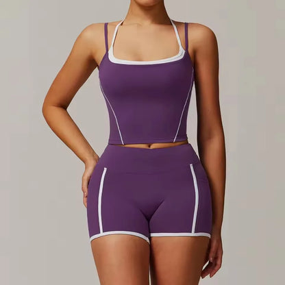 Gym Leggings 2 Pieces Yoga Set Sportswear Women Gym Clothes Yoga Suits For Women Fitness Vest Crop Top Tracksuits Sports Bra