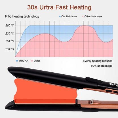 500°F Hair Straightener With Vibration Plasma Hair Flat Irons 260°C Ceramic Coating Plate Professional Salon Styling Tools
