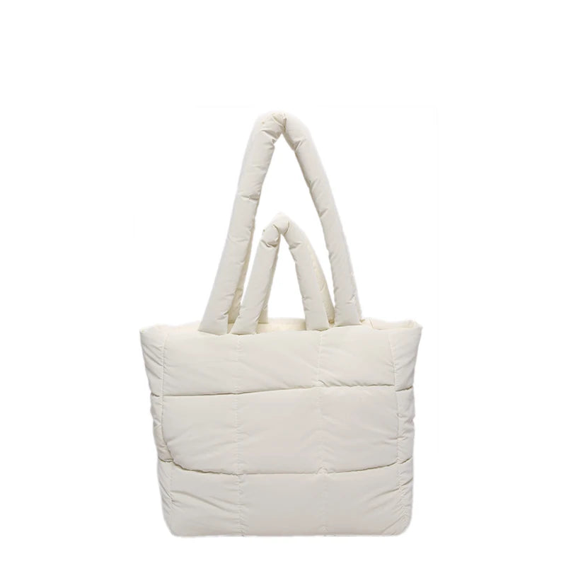 Puffer Tote Bag for Women Lightweight Down Cotton Padded Crossbody Bag Large Capacity Handbag Puffy Purse for Shopping Travel ﻿