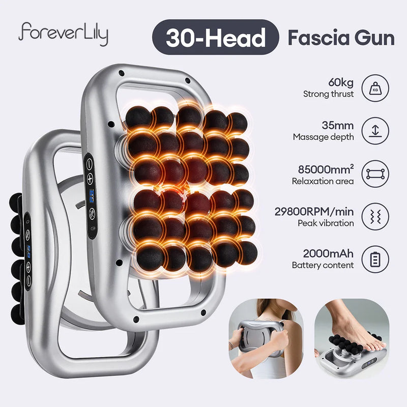22-Head Fascia Gun High-Frequency Vibration Body Massage Gun Back and Waist Massager Massager Neck Shoulder Massager masajeador
