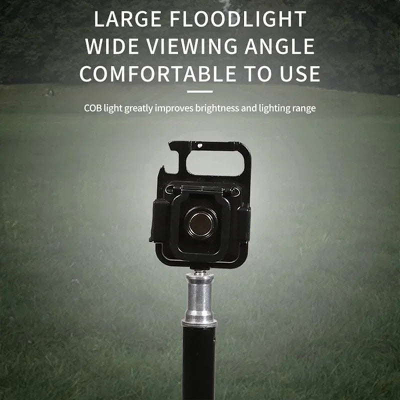 Keychain Light Mini Multifunctional Camping Flashlight USB Rechargeable LED Portable Bright COB Pocket Clip Lantern Outdoor Work