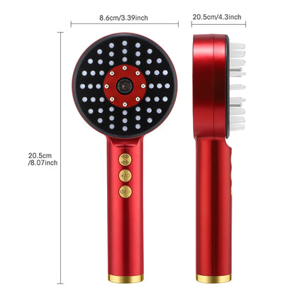 Electric Microcurrent Spray Massage Comb Red Blue LED Hair Follicle Comb Scalp Nano Atomized Head Massager Hair Growth Anti Loss