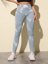 Hip Lifting Seamless Fitness Gym Leggings Tie-Dye Yoga Pants Women's Exercise Tights Tummy Control High Waist Workout Pants