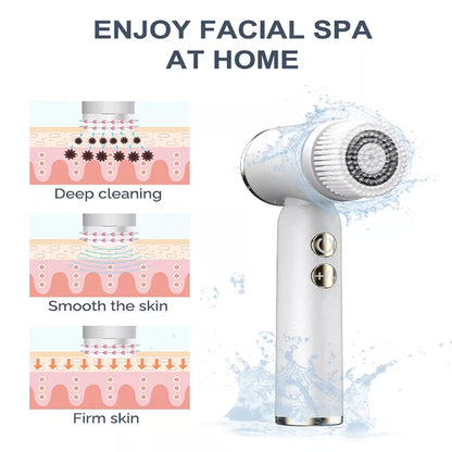 Portable 6-in-1 silicone electric Cleansing brush Facial pore cleaning and exfoliating waterproof Sonic cleansing brush