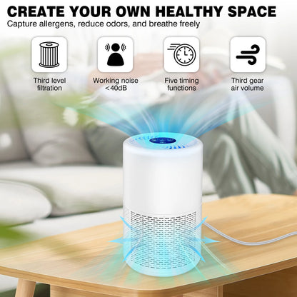 Air Purifier for Home Bedroom with H13 True HEPA Filter Air Cleaner Purification HEPA Air Purifier Smoke Odor For Pet Home
