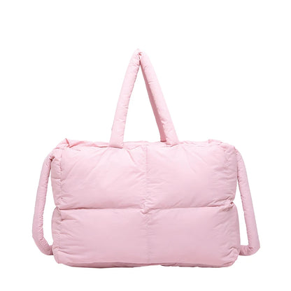 Puffer Tote Bag for Women Lightweight Down Cotton Padded Crossbody Bag Large Capacity Handbag Puffy Purse for Shopping Travel ﻿