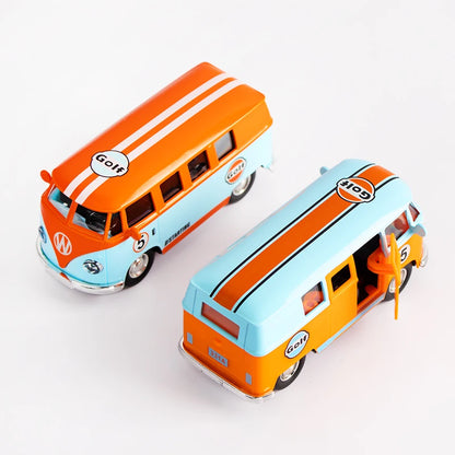 1:36  Bus Transporter Van Gulf Blue Alloy Diecast Model for Volkswagen T1 Samba Toy