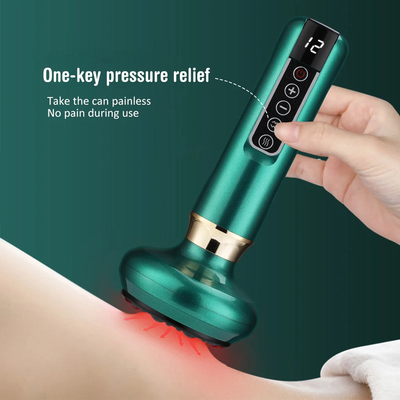 6/12 Gear Electric Cupping Massager Vacuum Suction Cup GuaSha Anti Cellulite Beauty Health Scraping Heat Body Slimming Massage